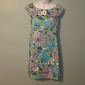 Lilly Pulitzer Preppy Mini Sheath Dress, blue/multicolor print, NWOT, size 4